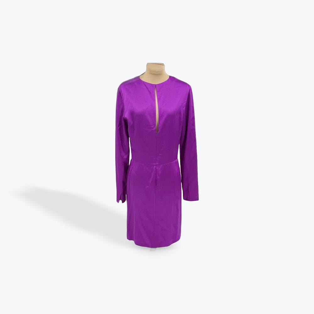 Adam Lippes Purple Silk Long Sleeve Mini Dress Cocktail Party Size 4‎